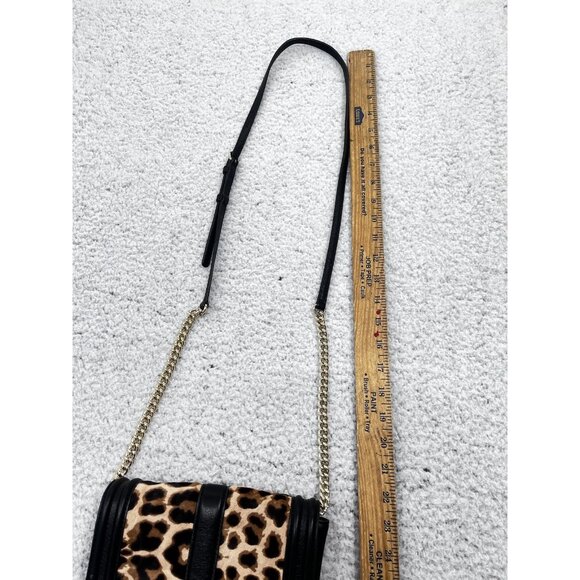 REBECCA MINKOFF Love Black & Leopard Small Crossbody Gold Chain - Picture 8 of 12